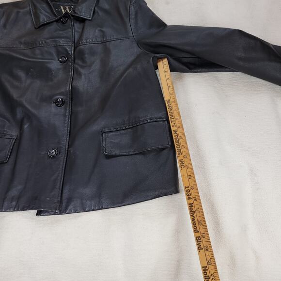 Vintage Winlit Jacket Womens Size 2X Black New York Large Button Leather Coat - Picture 7 of 16